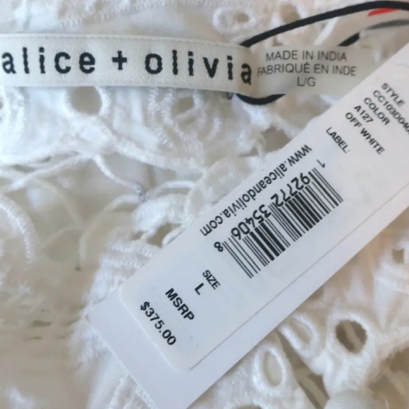 !SOLD! Alice + Olivia Yaz White Guipure Lace Size Large Long Sleeve NEW - Picture 2 of 6